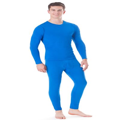 Rocky Thermal Underwear Men Long Johns Men Thermal Underwear Thermals Mens Base Layer Mens Thermals Top and Bottom Set (Blue, XXX-Large, Standard Weight - 185 GSM, One Pack)