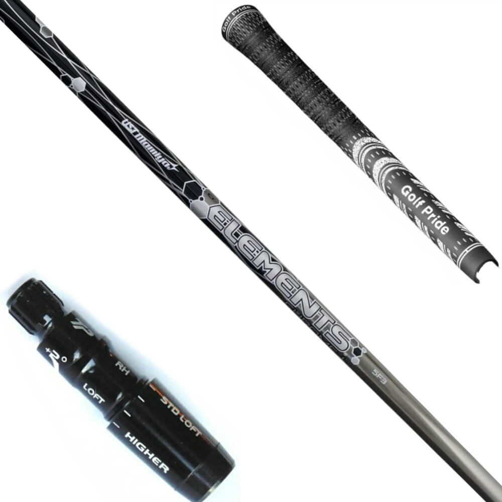 Elements Chrome Plus 5 Driver Shaft - Choose Adapter - Includes Grip & TSF Ball Marker (Flex Senior) (Adapter Ping G25)