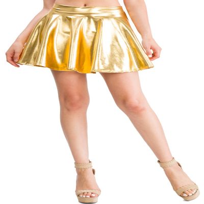 URBAN K Women's Shiny Metallic Liquid Mini Skirts and Shorts Costumes