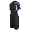 Henderson Women's 3mm Thermoprene Pro Back Zip Shorty Wetsuit, Black/Lavander, 22 view 3