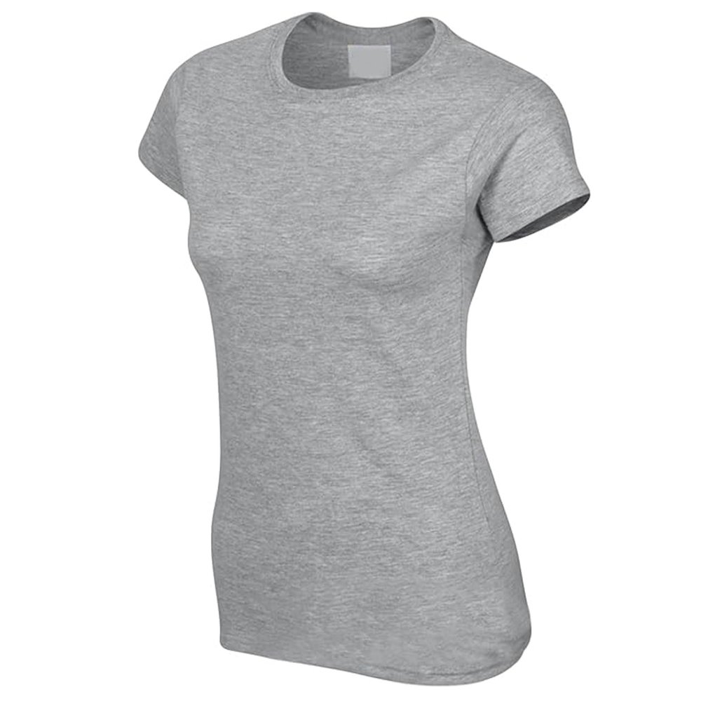 Legou Women's Cotton Solid-Color Short-Sleeve T-Shirt Gray L