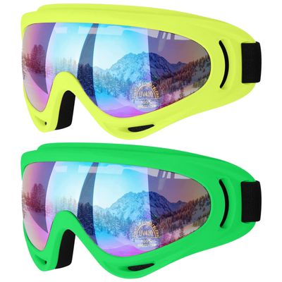COOLOO Ski Goggles, 2 Pack Snow Goggles Snowboard Goggles for Men Women Kids - UV Protection Foam Anti-Scratch Dustproof