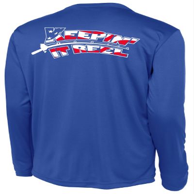 Keepin It Reel All American Men's Long Sleeve Performance UPF 50+ UV Protection Performance T-Shirt (X-Large, Blue)
