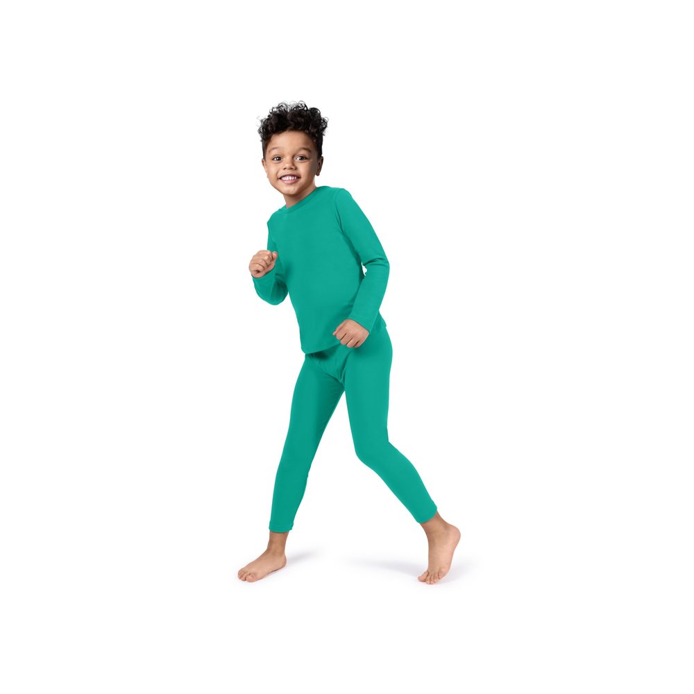 Rocky Thermal Underwear Kids, Boys Thermal Underwear Set Long Johns Thermals Kids Base Layer kid thermals top bottom set Boys Winter Clothes Shirt & Pants, Ski/Extreme Cold (Jade, Small)