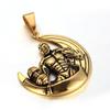 HIJONES Men's Stainless Steel Muscle Man Crescent Moon Pendant Bodybuilder Necklace Gold view 2