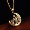 HIJONES Men's Stainless Steel Muscle Man Crescent Moon Pendant Bodybuilder Necklace Gold view 3