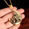 HIJONES Men's Stainless Steel Muscle Man Crescent Moon Pendant Bodybuilder Necklace Gold view 4