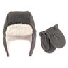 Hudson Baby baby girls Fleece Trapper and Mitten Set Cold Weather Hat, Heather Charcoal Toddler, 12-18 Months US view 1