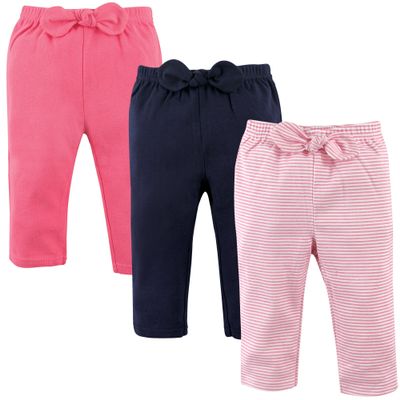 Hudson Baby Unisex Baby Cotton Pants and Leggings Light Pink Stripes, 6-9 Months