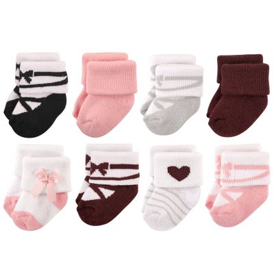 Hudson Baby Unisex Cotton Rich Newborn and Terry Socks, Ballet Burgundy, 0-6 Months US