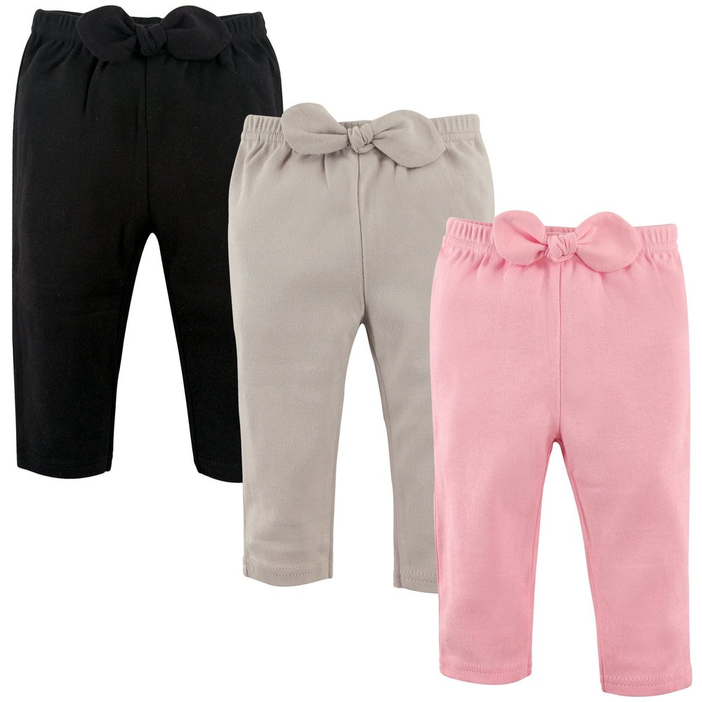 Hudson Baby Unisex Baby Cotton Pants and Leggings Light Pink Black, 6-9 Months