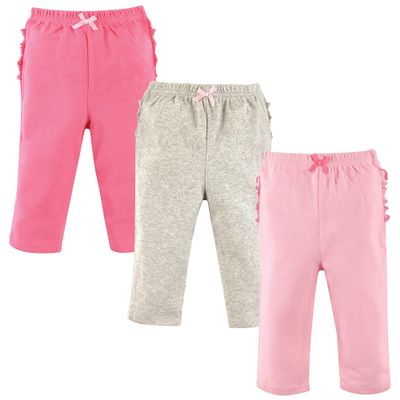 Hudson Baby Unisex Baby Cotton Pants and Leggings, Pink Gray, 9-12 Months