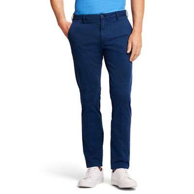 IZOD Men's Saltwater Stretch Flat-Front Chino Pants, Cadet Navy Slim, 34W x 32L