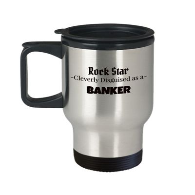 Banker banking Financial Officer Worker Insulated Travel Coffee Tea Cup Mug