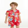 Boy Hawaiian Shirt and Shorts Cabana Set in Hibiscus Red Size 6 view 3