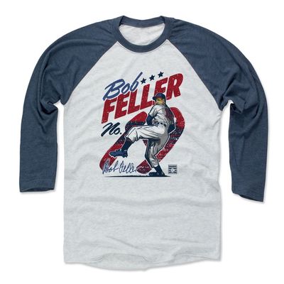 500 LEVEL Bob Feller Tee Shirt (Baseball Tee, XXX-Large, Indigo/Ash) - Bob Feller Vintage R