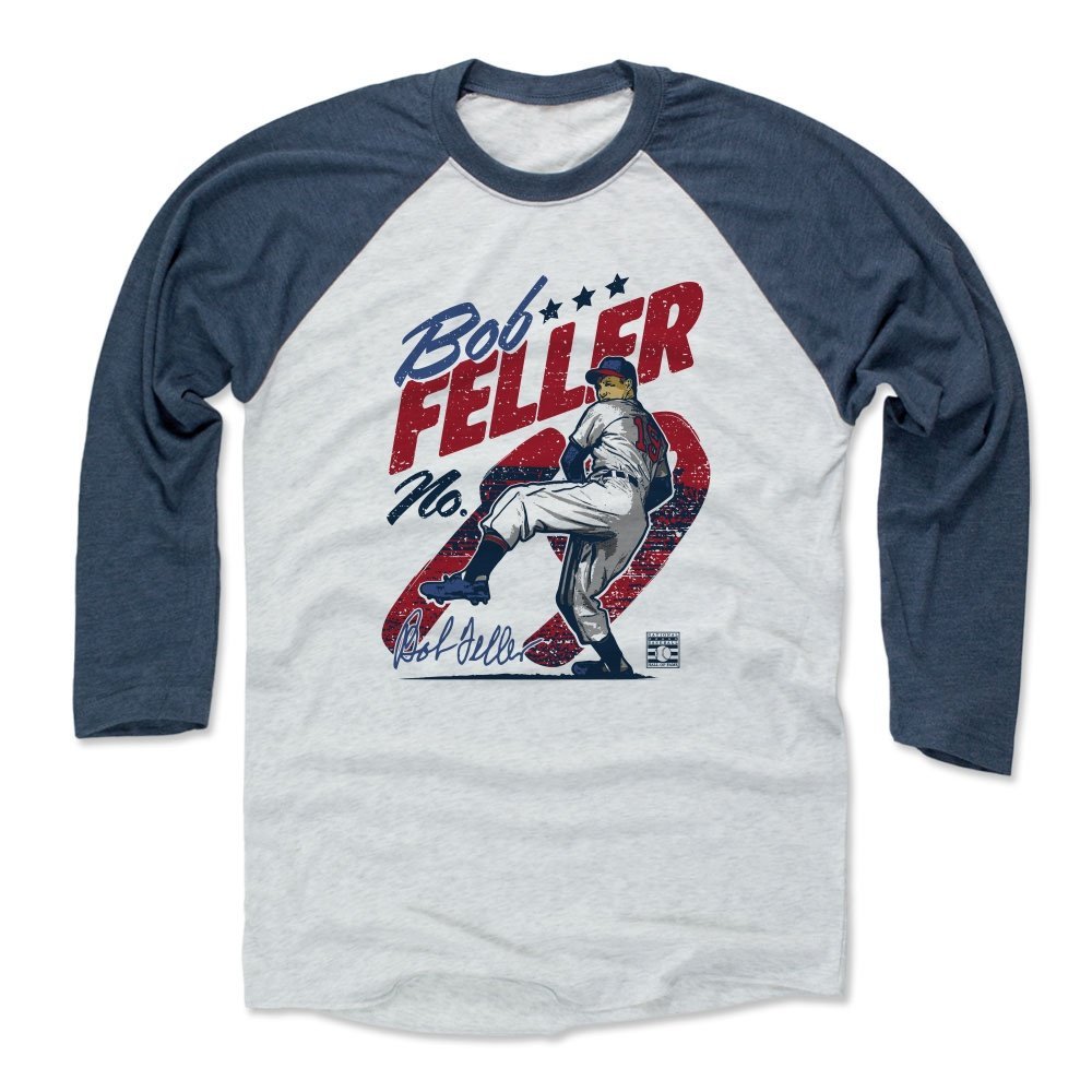 500 LEVEL Bob Feller Tee Shirt (Baseball Tee, XXX-Large, Indigo/Ash) - Bob Feller Vintage R