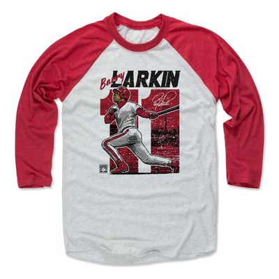 500 LEVEL Barry Larkin 3/4 Sleeve T-Shirt (Baseball Tee, XXX-Large, Red/Ash) - Barry Larkin Vintage R