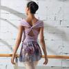 117145404 Ballet Dance Printed Chiffon Wrap Skirt (Grey-Orange, M) view 4