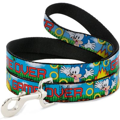 Dog Leash Sonic Game Over Fall Rings 6 Feet Long 1.5 Inch Wide