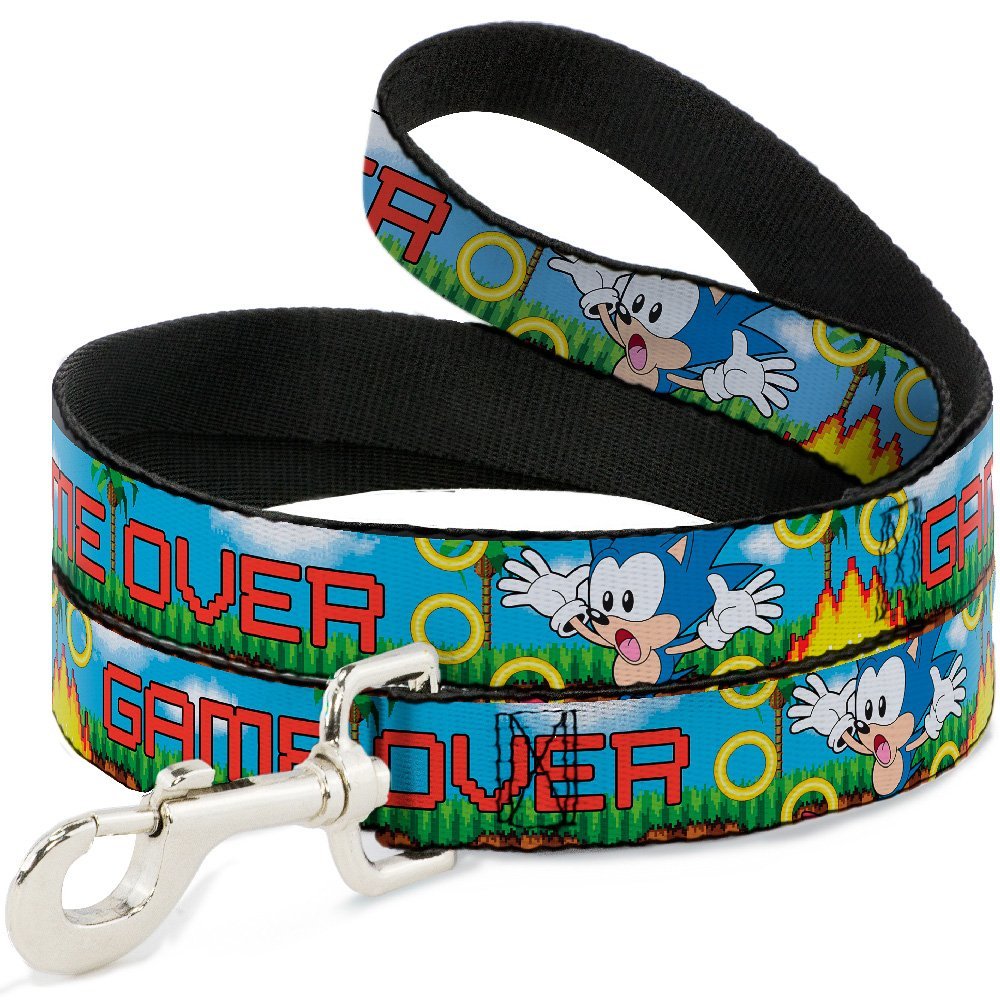 Dog Leash Sonic Game Over Fall Rings 6 Feet Long 1.5 Inch Wide