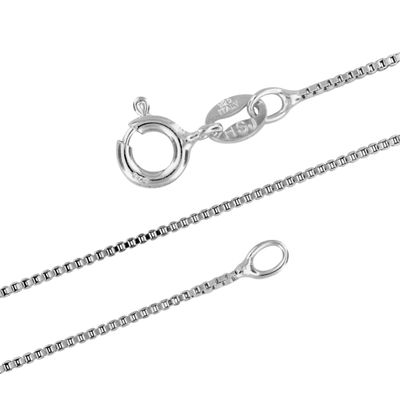 925 Sterling Silver 1mm Box Chain Necklace  Thin Dainty Chain Necklace for Women  Nickel-Free  Made in Italy  17 Inch