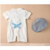 Baby Boy Clothes Tuxedo Rompers Vest Summer Newborn Bodysuits Jumpsuits Short Sleeve Stripe (Small, White) view 3