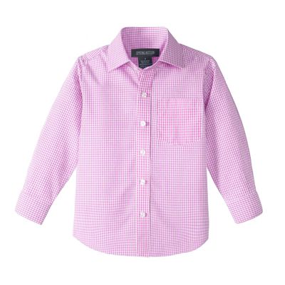 Spring Notion Big Boys' Long Sleeve Gingham Shirt 12 Lemonade Pink