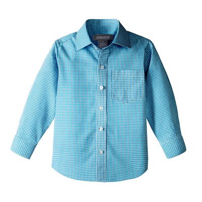 Spring Notion Big Boys' Long Sleeve Gingham Shirt 10 Turquoise