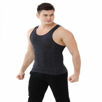 TopTie Men's Slimming Body Shaper Compression Shirt, Shapewear Sculpting Vest Muscle Tank-Gray-XL