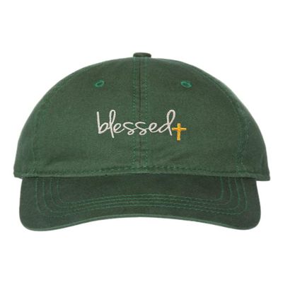 Go All Out One Size Dark Green Deluxe Dad Blessed Embroidered Deluxe Dad Hat