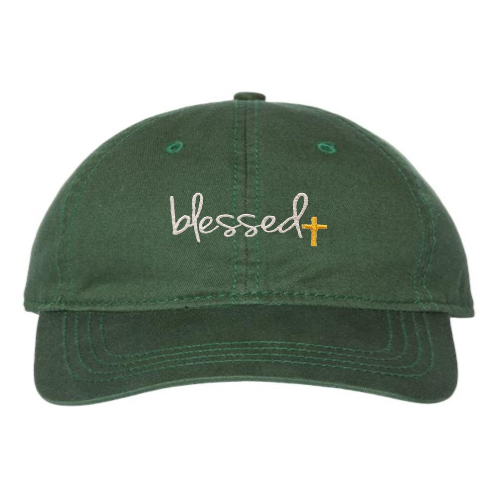 Go All Out One Size Dark Green Deluxe Dad Blessed Embroidered Deluxe Dad Hat