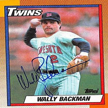Sports Memorabilia Autograph Warehouse 245228 Wally Backman Autographed Baseball Card - Minnesota Twins 1990 Topps - No. 218