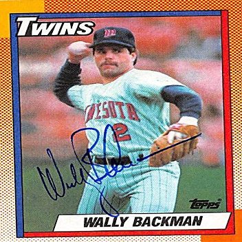 Sports Memorabilia Autograph Warehouse 245228 Wally Backman Autographed Baseball Card - Minnesota Twins 1990 Topps - No. 218