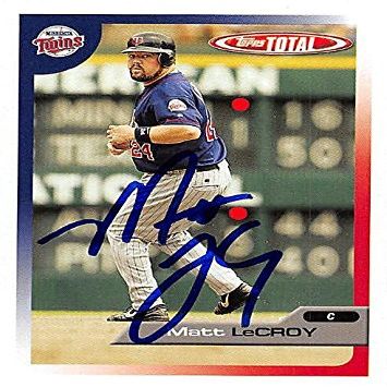 Sports Memorabilia Autograph Warehouse 246110 Matt LeCroy Autographed Baseball Card - Minnesota Twins 2005 Topps Total - No. 161