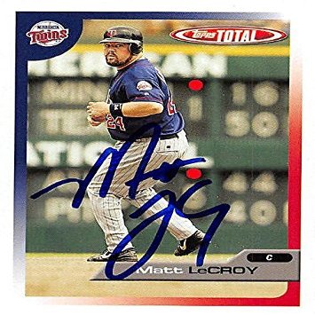 Sports Memorabilia Autograph Warehouse 246110 Matt LeCroy Autographed Baseball Card - Minnesota Twins 2005 Topps Total - No. 161