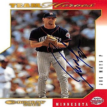 Sports Memorabilia Autograph Warehouse 246307 Joe Mays Autographed Baseball Card - Minnesota Twins 2003 Donruss - No. 297