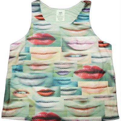 Isaac Morris Lips Print Tank Top (XX-Large, Multicolor)