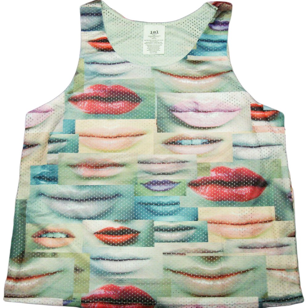 Isaac Morris Lips Print Tank Top (XX-Large, Multicolor)