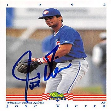 Sports Memorabilia Autograph Warehouse 248642 Jose Viera Autographed Baseball Card - Chicago Cubs Winston Salem Spirit 1992 Classic - No. 319