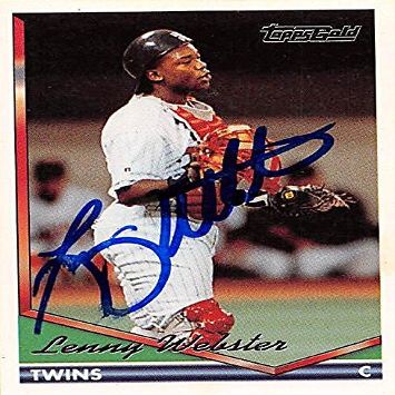 Sports Memorabilia Autograph Warehouse 247470 Lenny Webster Autographed Baseball Card - Minnesota Twins 1994 Topps Gold - No. 252