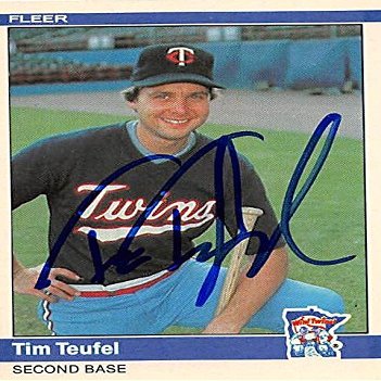Sports Memorabilia Autograph Warehouse 247355 Tim Teufel Autographed Baseball Card - Minnesota Twins 1984 Fleer - No. 574