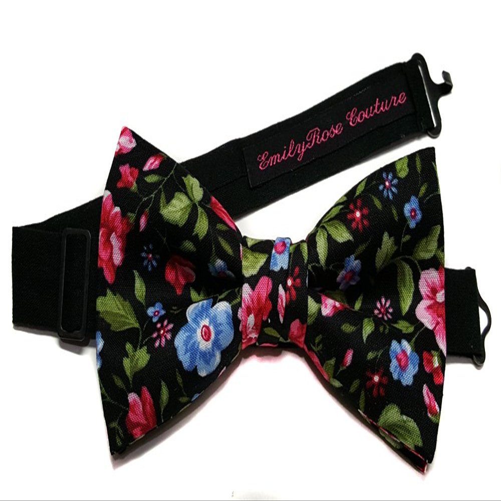 EmilyRose Couture Floral Bow Ties (Neon Midnight Flower, Large)