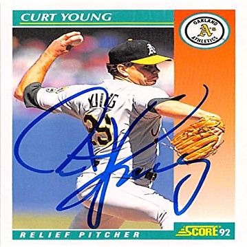 Autograph Warehouse 247921 Curt Young Autographed Baseball Card - Oakland Athletics 1988 Score - No. 125