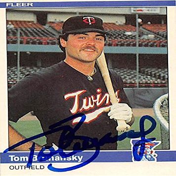 Sports Memorabilia Autograph Warehouse 245068 Tom Brunansky Autographed Baseball Card - Minnesota Twins 1984 Fleer - No. 557