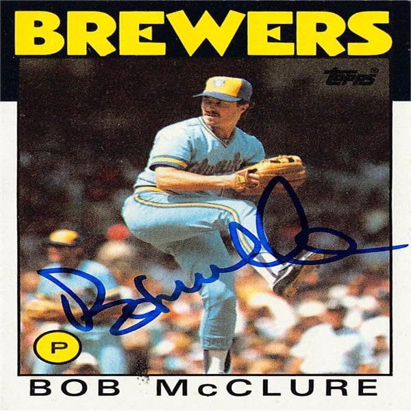 Sports Memorabilia Autograph Warehouse 247996 Bob Mcclure Autographed Baseball Card - Milwaukee Brewers 1986 Topps - No. 684