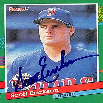 AUTOGRAPH WAREHOUSE 245133 Scott Erickson Autographed Baseball Card - Minnesota Twins 1991 Donruss - No. 767