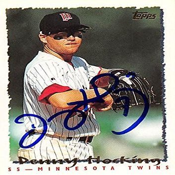 Sports Memorabilia Autograph Warehouse 245661 Denny Hocking Autographed Baseball Card - Minnesota Twins 1995 Topps - No. 122