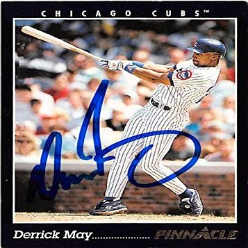 Sports Memorabilia Autograph Warehouse 245850 Derrick May Autographed Baseball Card - Chicago Cubs 1993 Pinnacle - No. 371