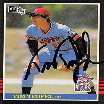 Sports Memorabilia Autograph Warehouse 247349 Tim Teufel Autographed Baseball Card - Minnesota Twins 1985 Donruss - No. 192